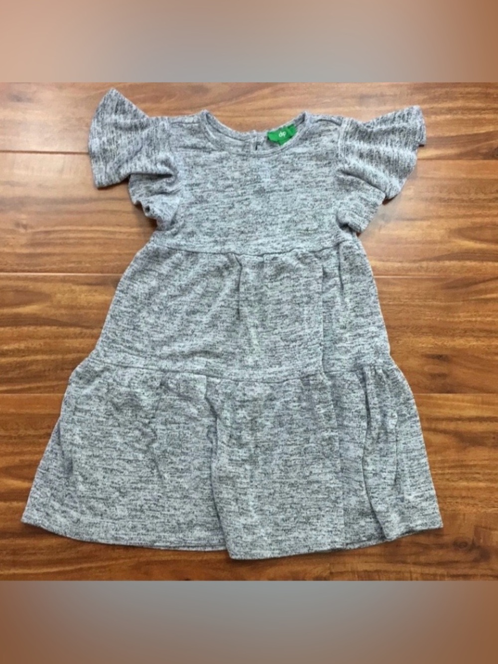 3/$25 Dip Toddler Girls Marble Grey Ruffle Sleeve Tiered Dress Size 3T Casual
